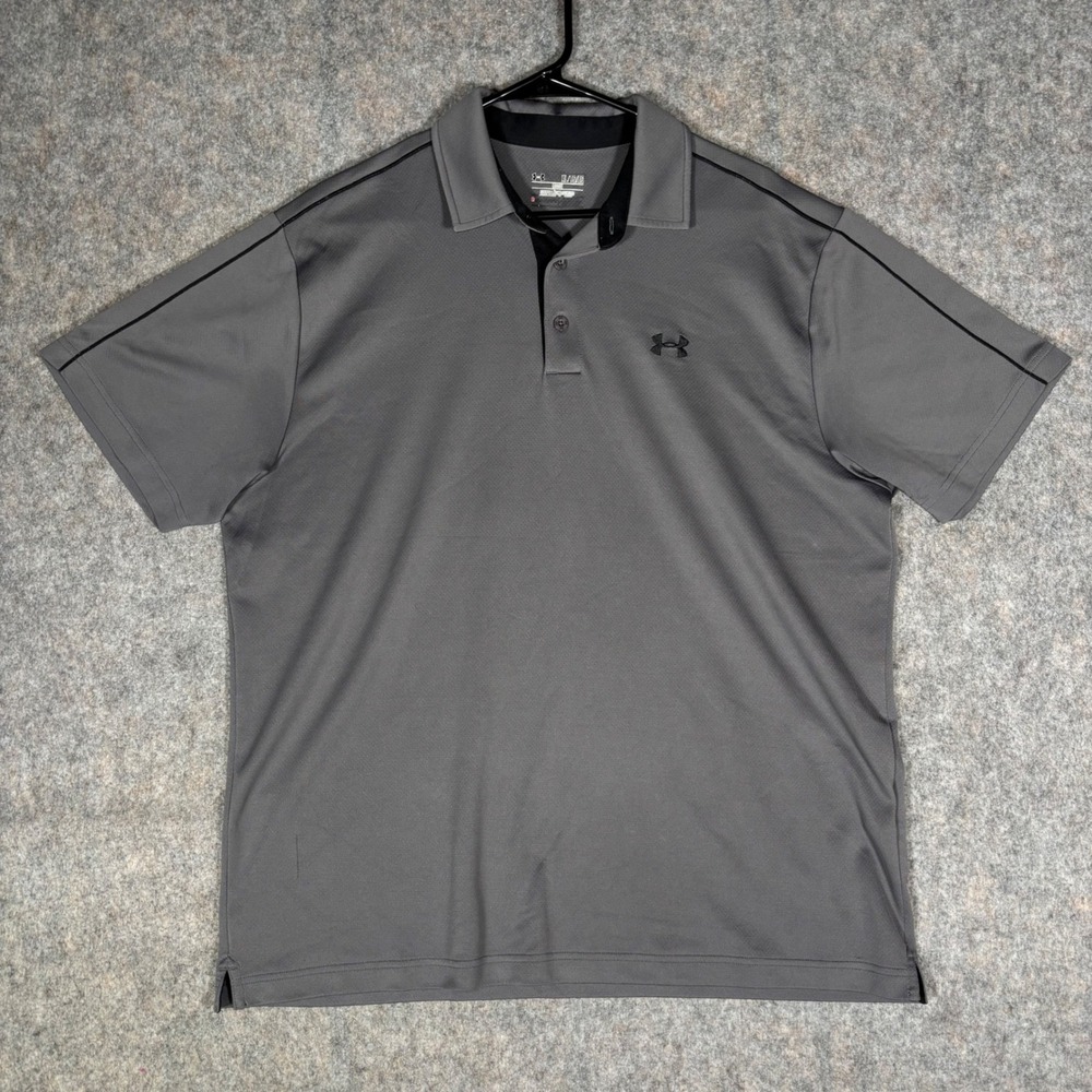 Under Armour Polo Shirt Mens XL Gray Short Sleeve HeatGear 1249072 Golf Top